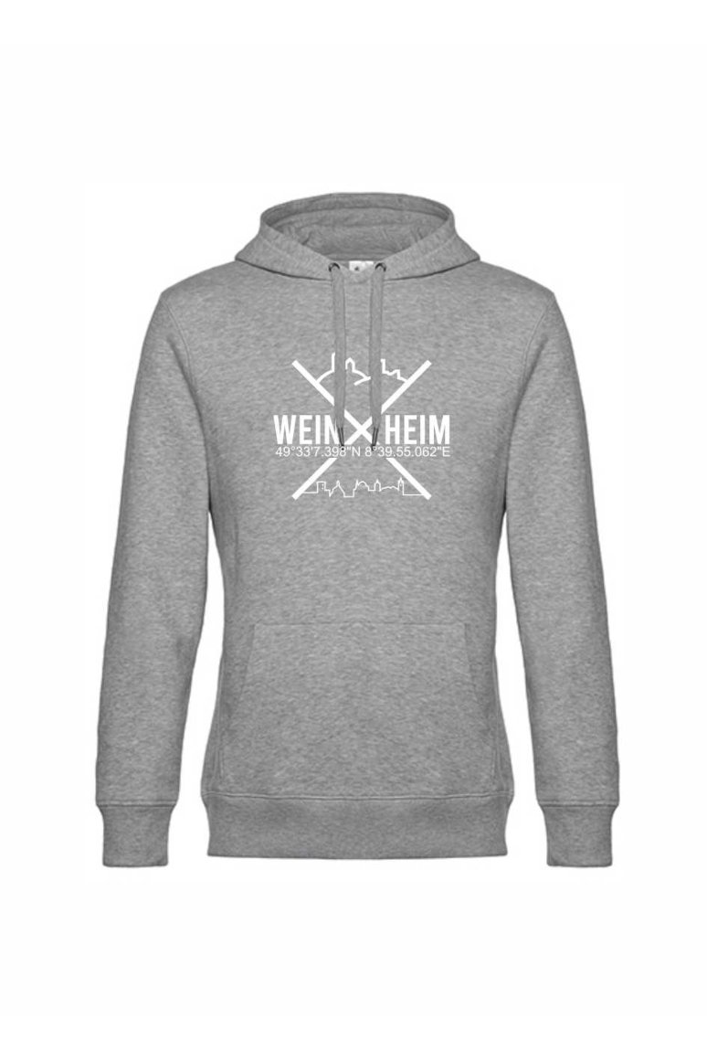 Hoodie Weinheim Koordinaten Kreuz (Druckfarbe weiß)